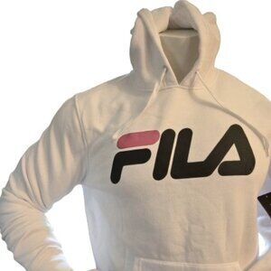 Classic Fila Speed Logo Long Sleeve Hoodie NWT L White